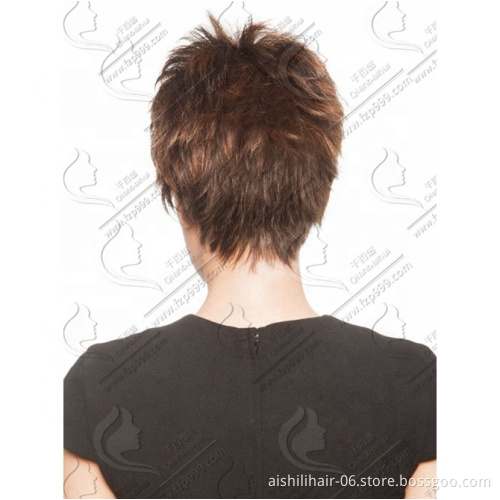 Aishili a large number of wholesale synthetic wigs short natural straight dark brown hair for Fashion American woman